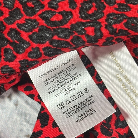 LOFT Animal Print Slit Midi Maxi Dress Long Sleeves Tango Red Holiday size 4 NEW - Picture 8 of 14